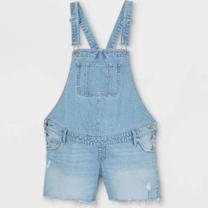 10 Isabel Maternity Distressed Denim Jean Shortalls Shorts Overalls
